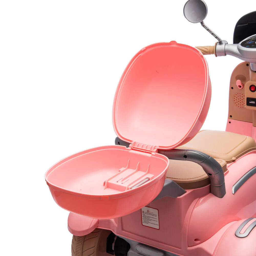 12V Two-Kids Electric Ride-On Three-Wheel Motorcycle with Flip Backseat Adult Seat - Image 14