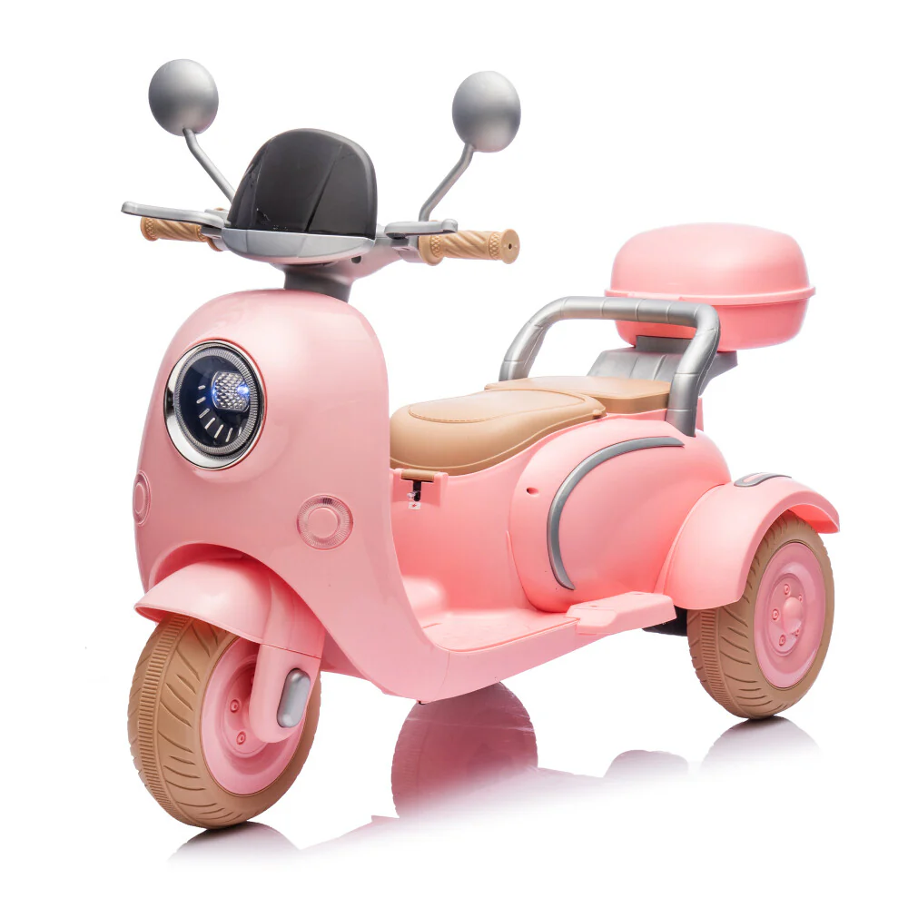 12V Two-Kids Electric Ride-On Three-Wheel Motorcycle with Flip Backseat Adult Seat - Image 3