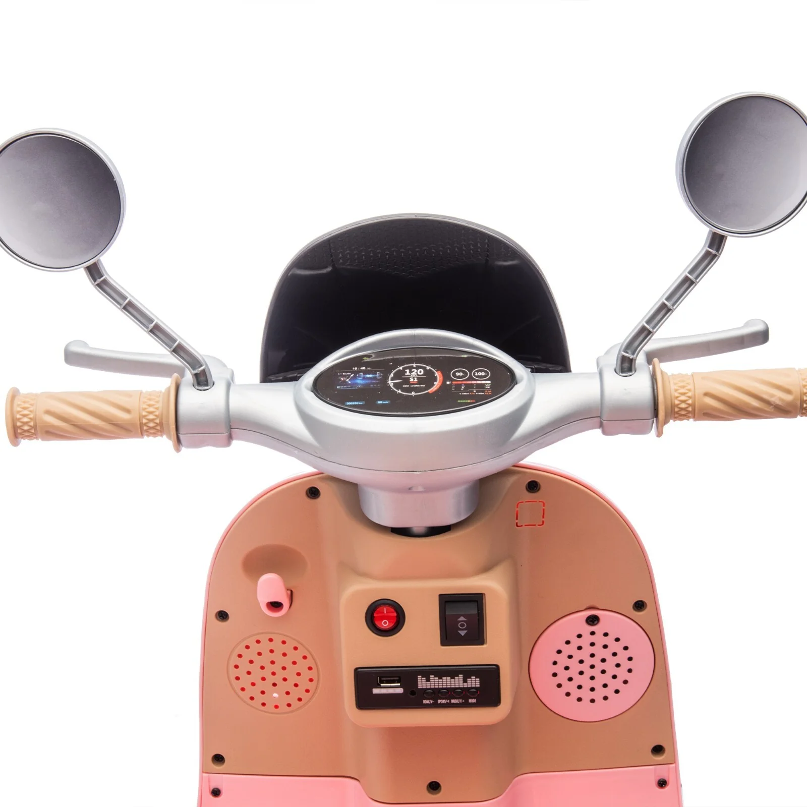 12V Two-Motor Kids Ride-On Electric Two-Seater Motorcycle Pink Level-Up - Image 14