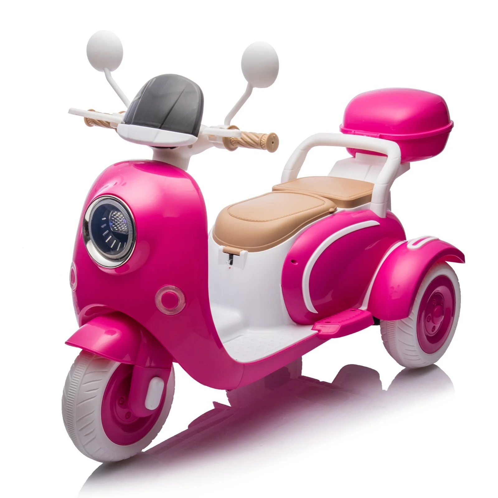 12V Two-Motor Electric Ride-On Motorcycle for Kids Two-Seater Rose Red - Image 7