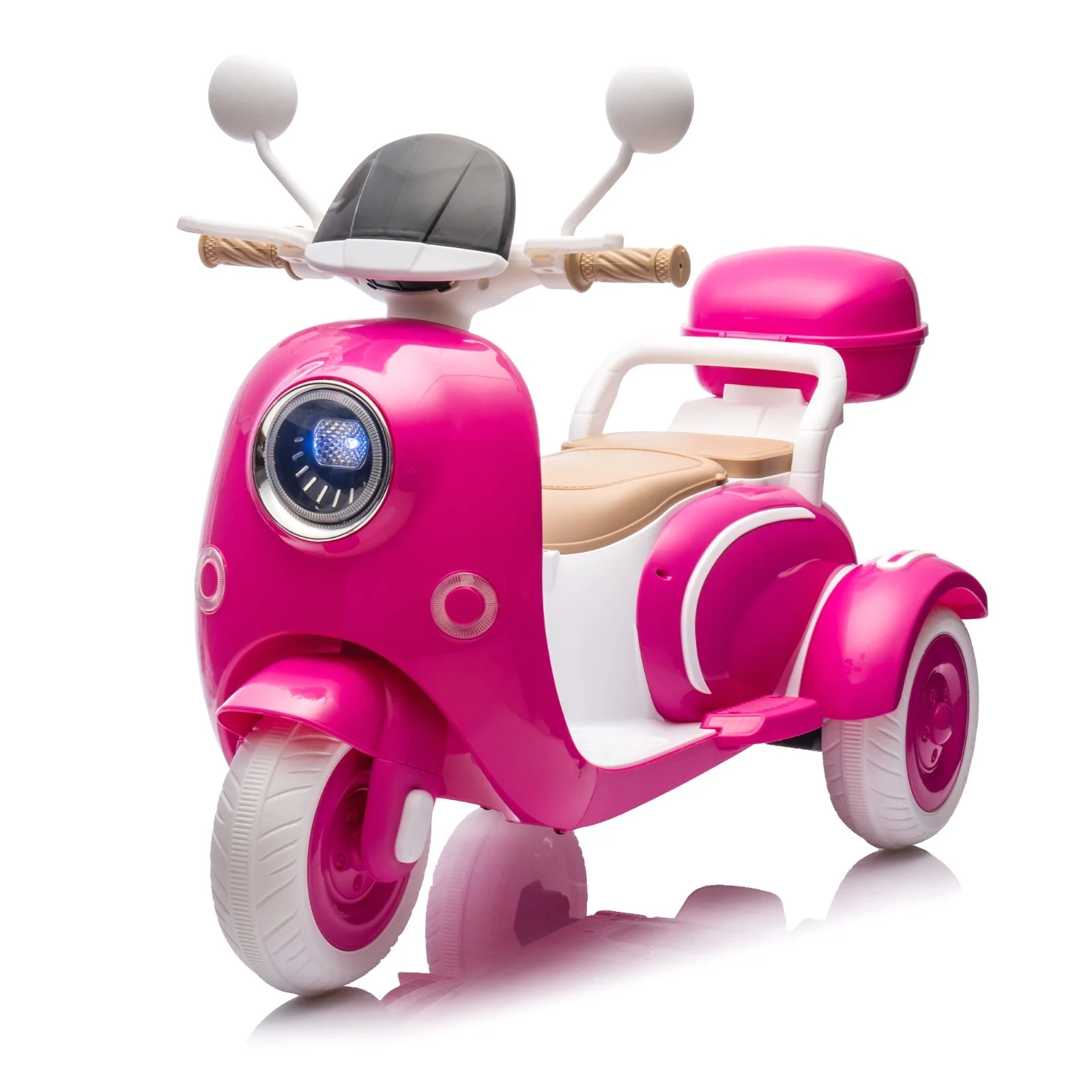 12V Two-Motor Electric Ride-On Motorcycle for Kids Two-Seater Rose Red - Image 9