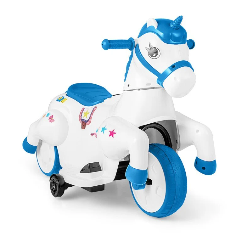 12V Unicorn Ride-On Toy for Kids with Training Wheels and Horse Riding Mode - Image 11