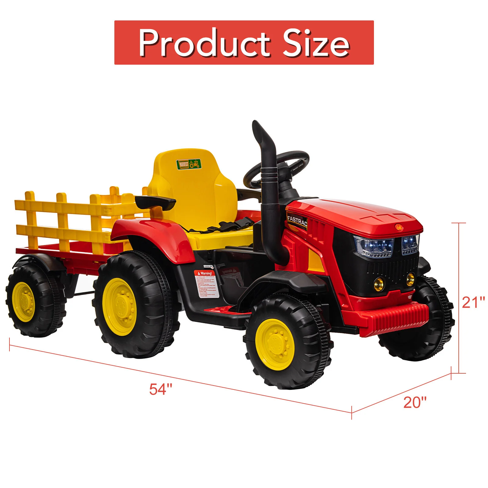 12V Electric Ride-On Tractor Car for Kids with Trailer and Rechargeable Battery - Image 12