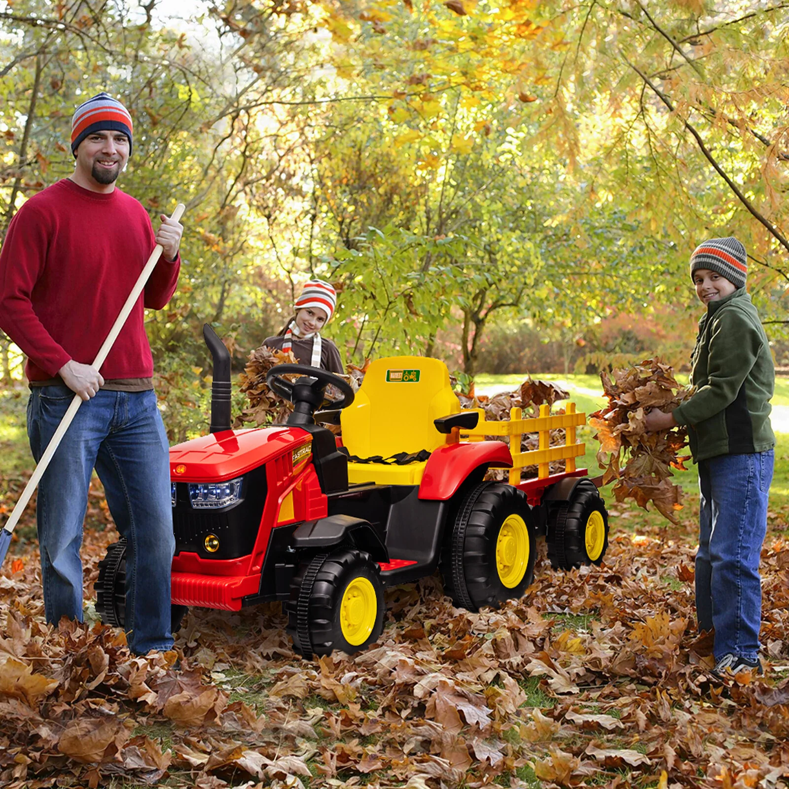 12V Electric Ride-On Tractor Car for Kids with Trailer and Rechargeable Battery - Image 16