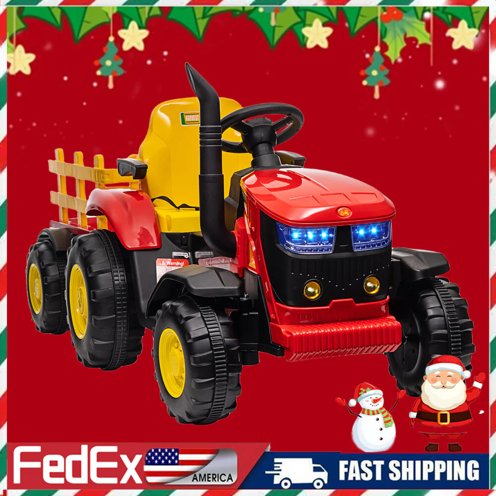 12V Electric Ride-On Tractor Car for Kids with Trailer and Rechargeable Battery - Image 18