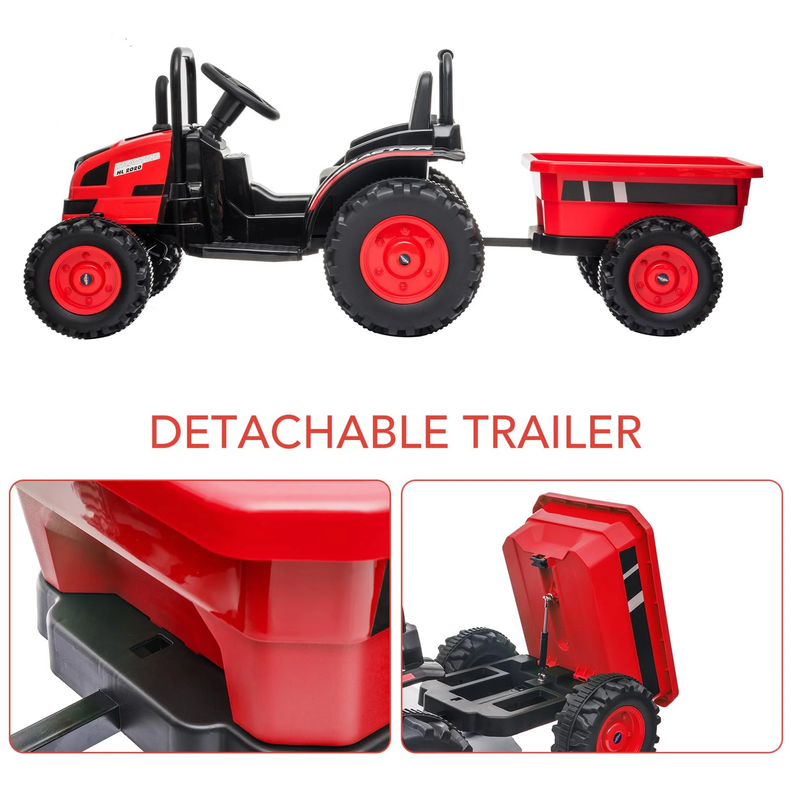 12V Upgraded Electric Ride-On Tractor with Trailer and Remote Control for Kids - Image 4