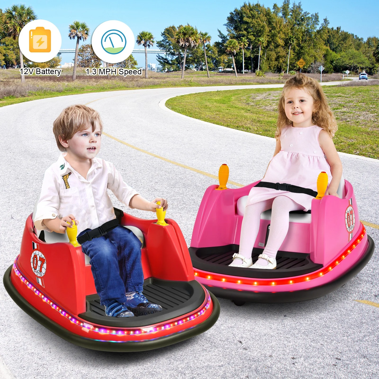 12V Kids Ride-On Bumper Car with 360° Spin and Remote Control, Pink - Image 6