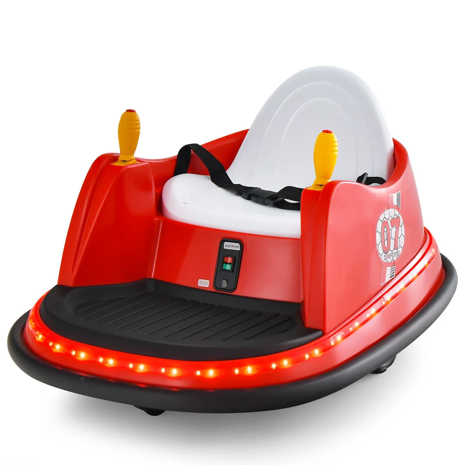 12V Kids Ride-On Bumper Car with 360° Spin and Remote Control in Red - Image 11