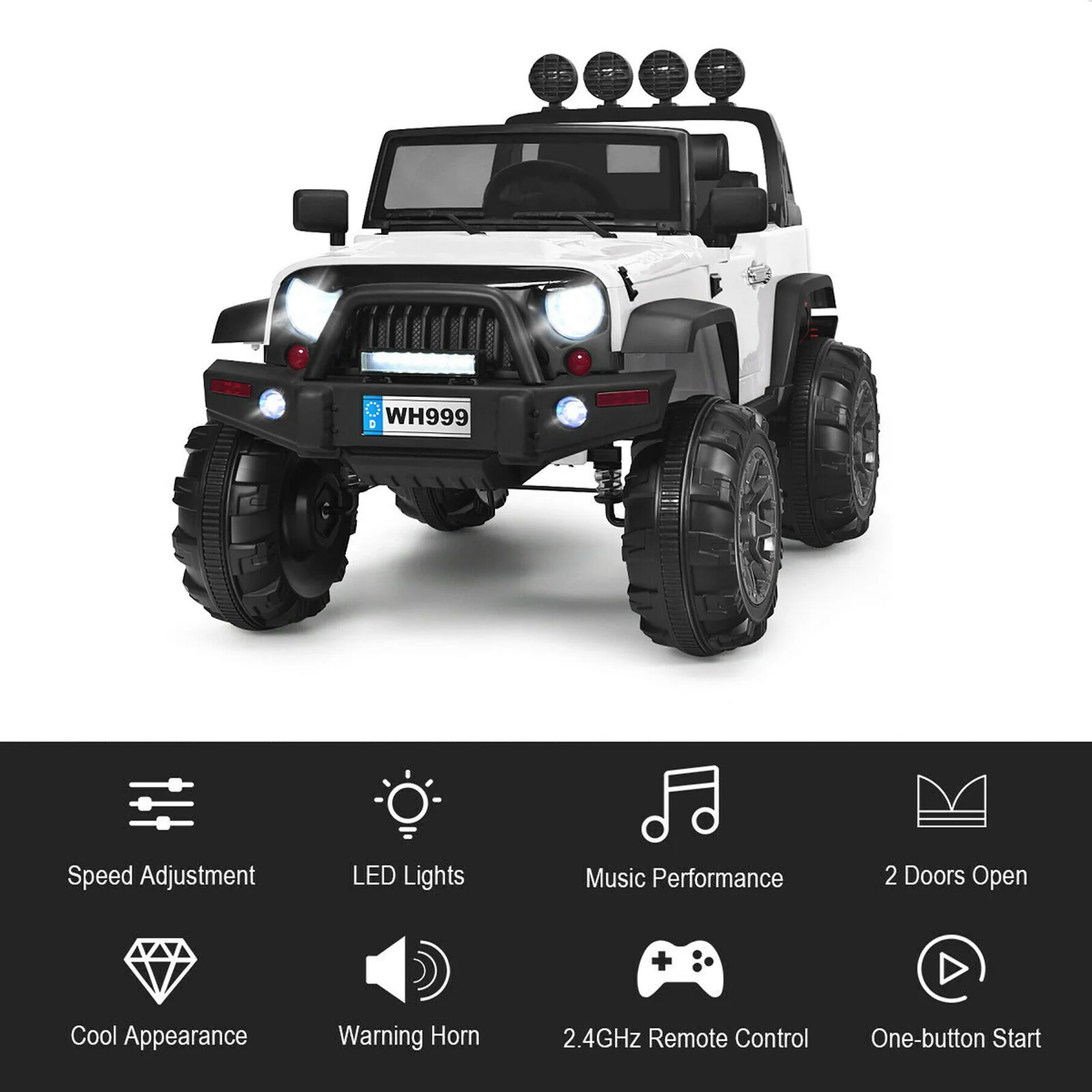 12V White Electric Kids Truck Car with MP3 and Remote Control - Image 5