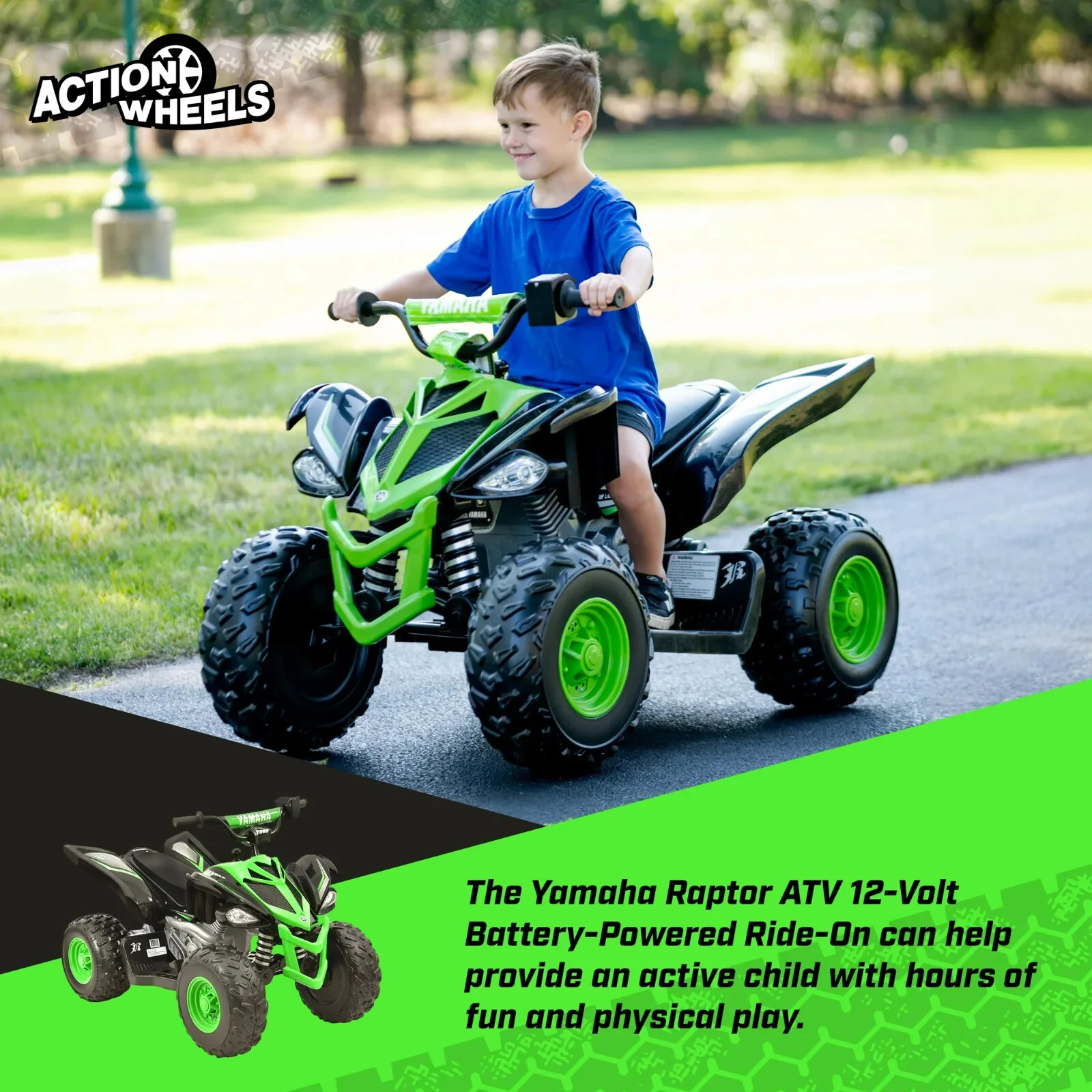 12V Yamaha Raptor ATV Powered Ride-On for Kids Ages 3+ with Speeds up to 5 MPH - Image 4