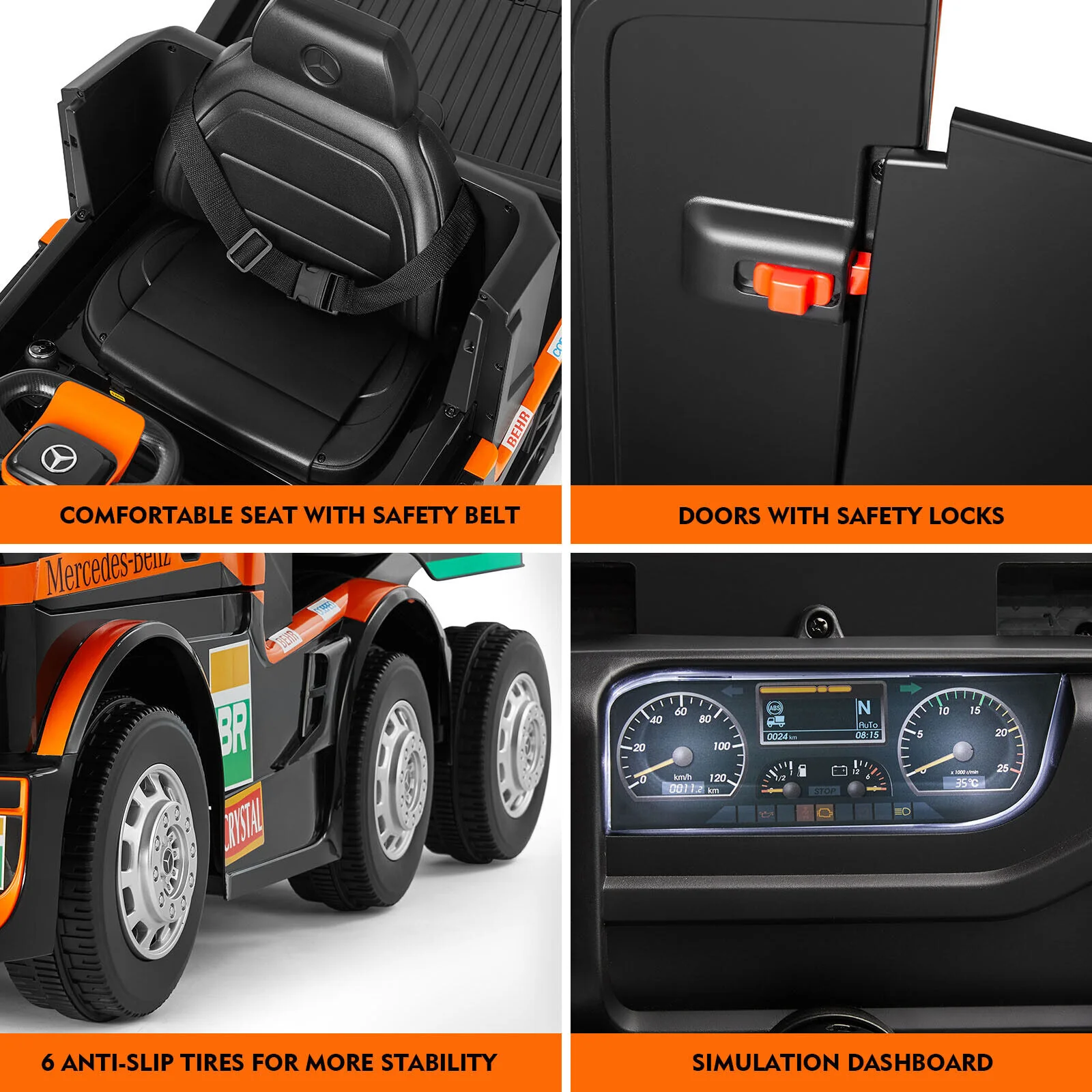 12V10AH Battery Kids Ride On Truck with Swing, Trailer, LED, MP3, and Bluetooth RC Features - Image 8