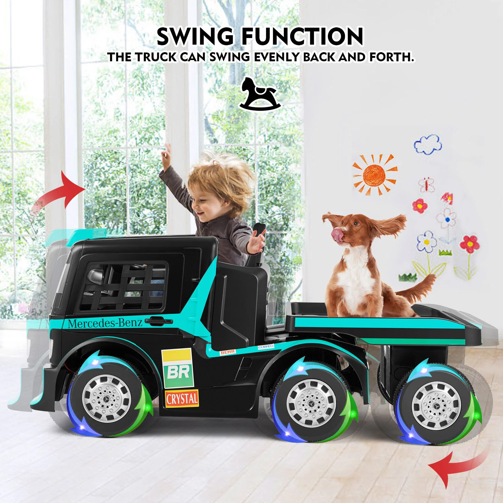12V10AH Battery Powered Kids Ride On Truck with Trailer and Remote Control - Image 8