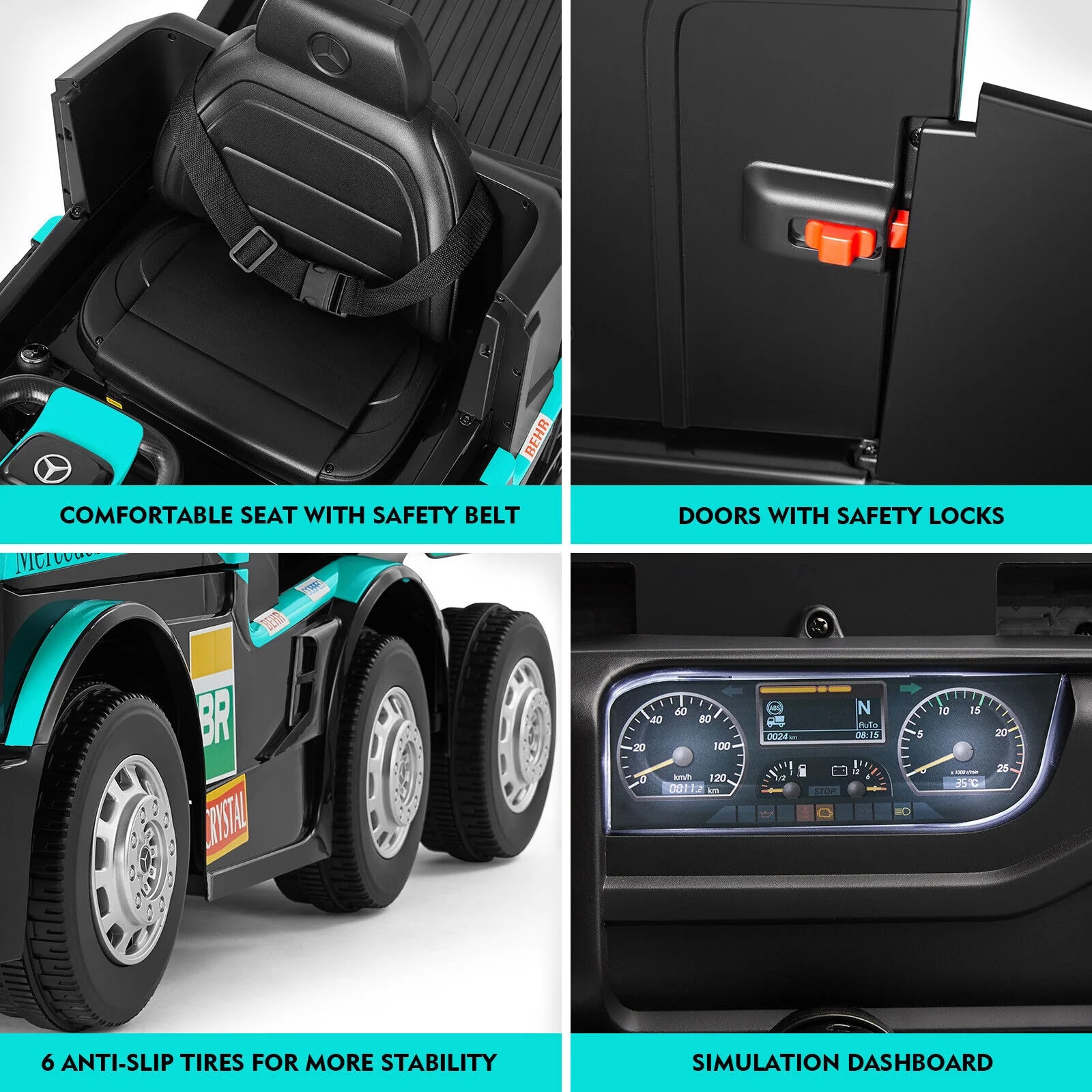 12V10AH Battery Powered Kids Ride On Truck with Trailer and Remote Control - Image 9