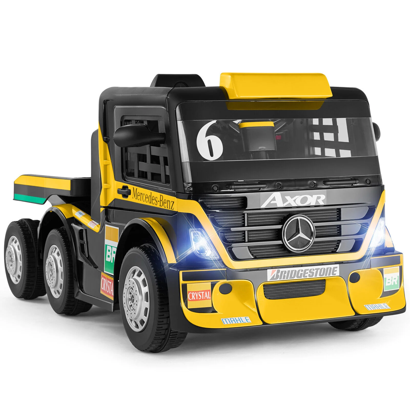 12V10AH Battery-Powered Ride On Truck with Swing Trailer and RC Control for Kids - MP3 Compatible, 6 Wheels - Image 12