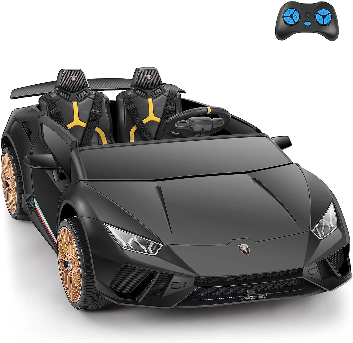12V10Ah Electric Black Lamborghini Ride-On Car for Kids - 2 Seater with Remote Control - Image 3