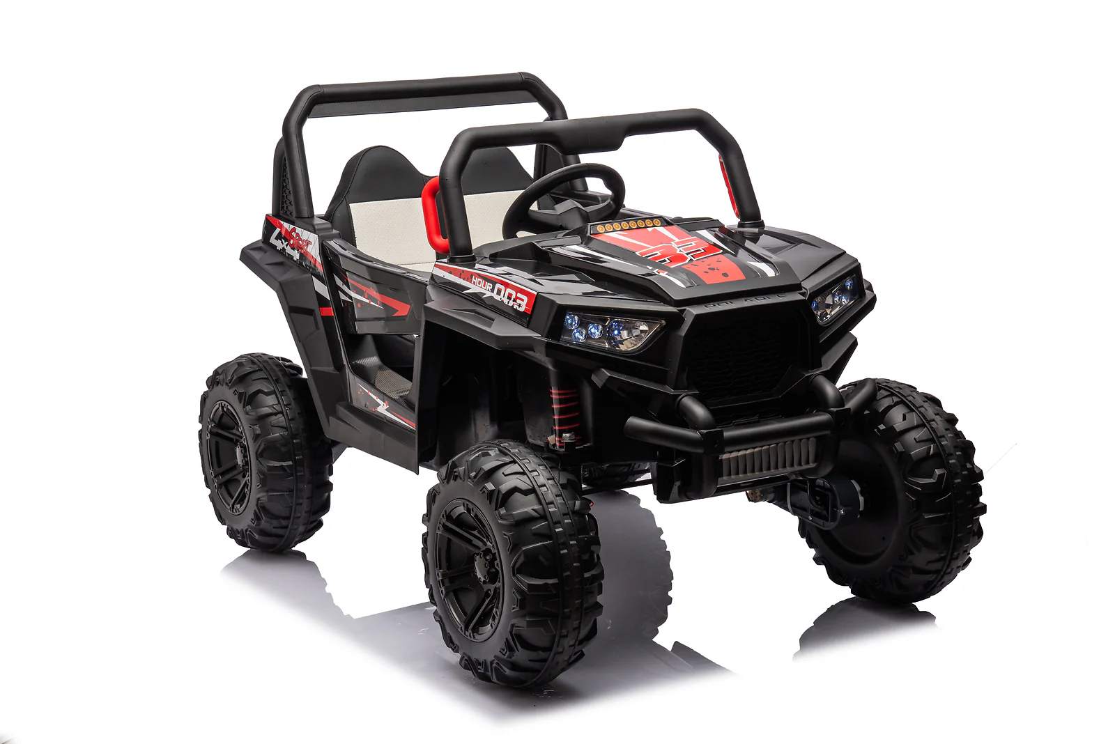 12V 7Ah Dual Battery 30W 4-Wheel Drive Kids Ride-On Car with Leather Seat and One-Button Start Forward and Backward - Image 2