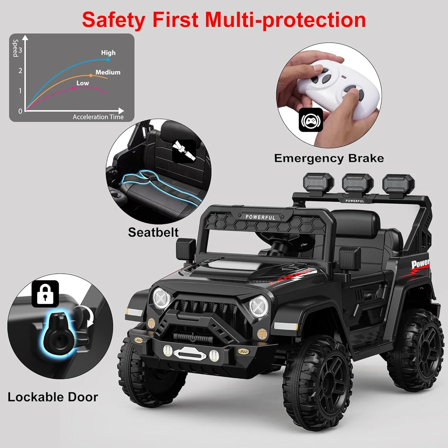 12V 7Ah Electric Kids Ride-On Truck with Dual Power Wheels and Remote Control - Image 5