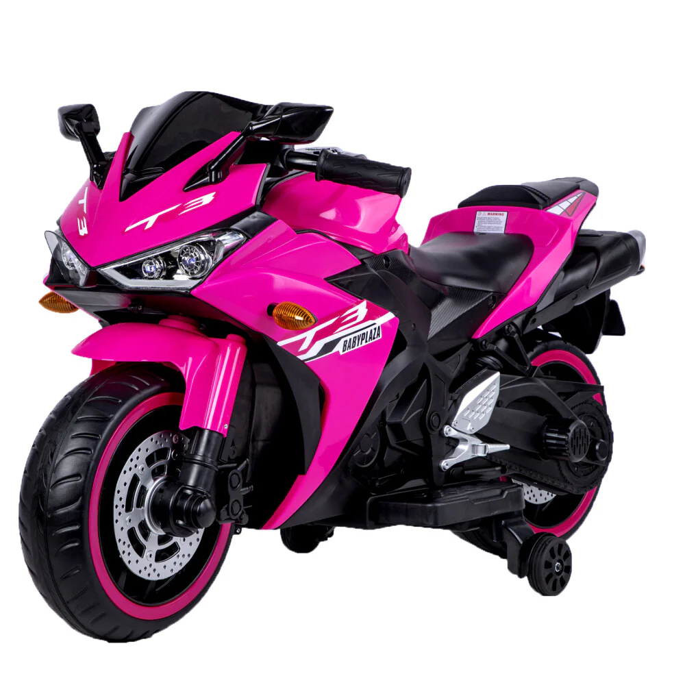 12V 7Ah Kids Ride-On Motorcycle Toy with Training Wheels and Lighting - Image 12