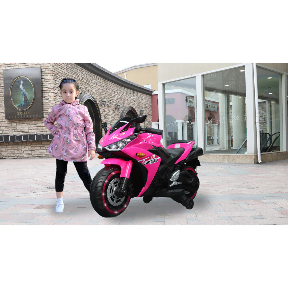 12V 7Ah Kids Ride-On Motorcycle Toy with Training Wheels and Lighting - Image 14