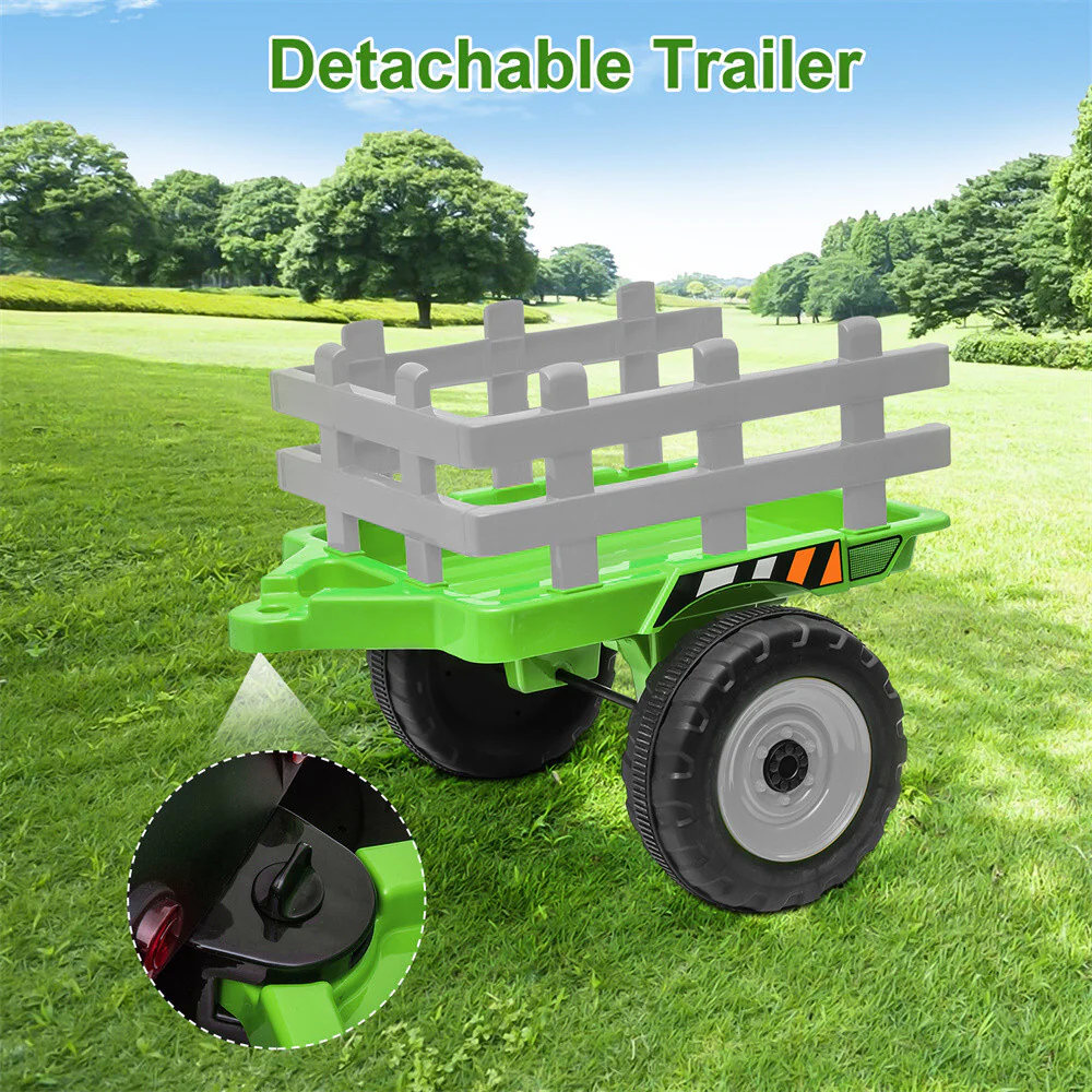 12V Electric Kids Ride On Tractor with Trailer and Remote Control, Battery Powered Toy Vehicle - Image 10