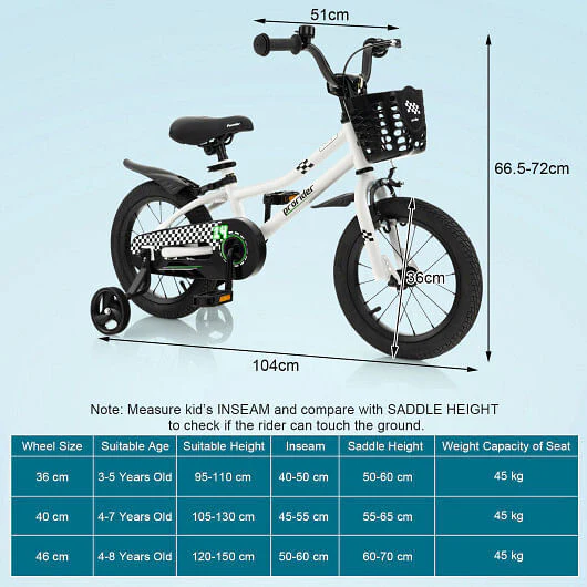 14-Inch Kids Bike with Training Wheels and Music for Ages 3-5 - Black - Image 4