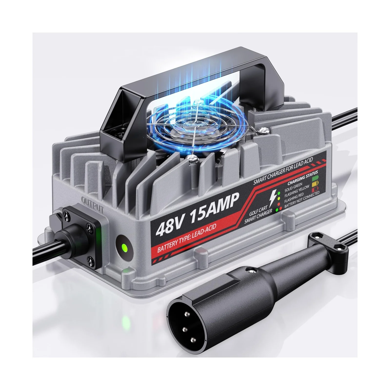 15 Amp 48 Volt Battery Charger for Club Car Precedent & DS - 3-Pin Connector