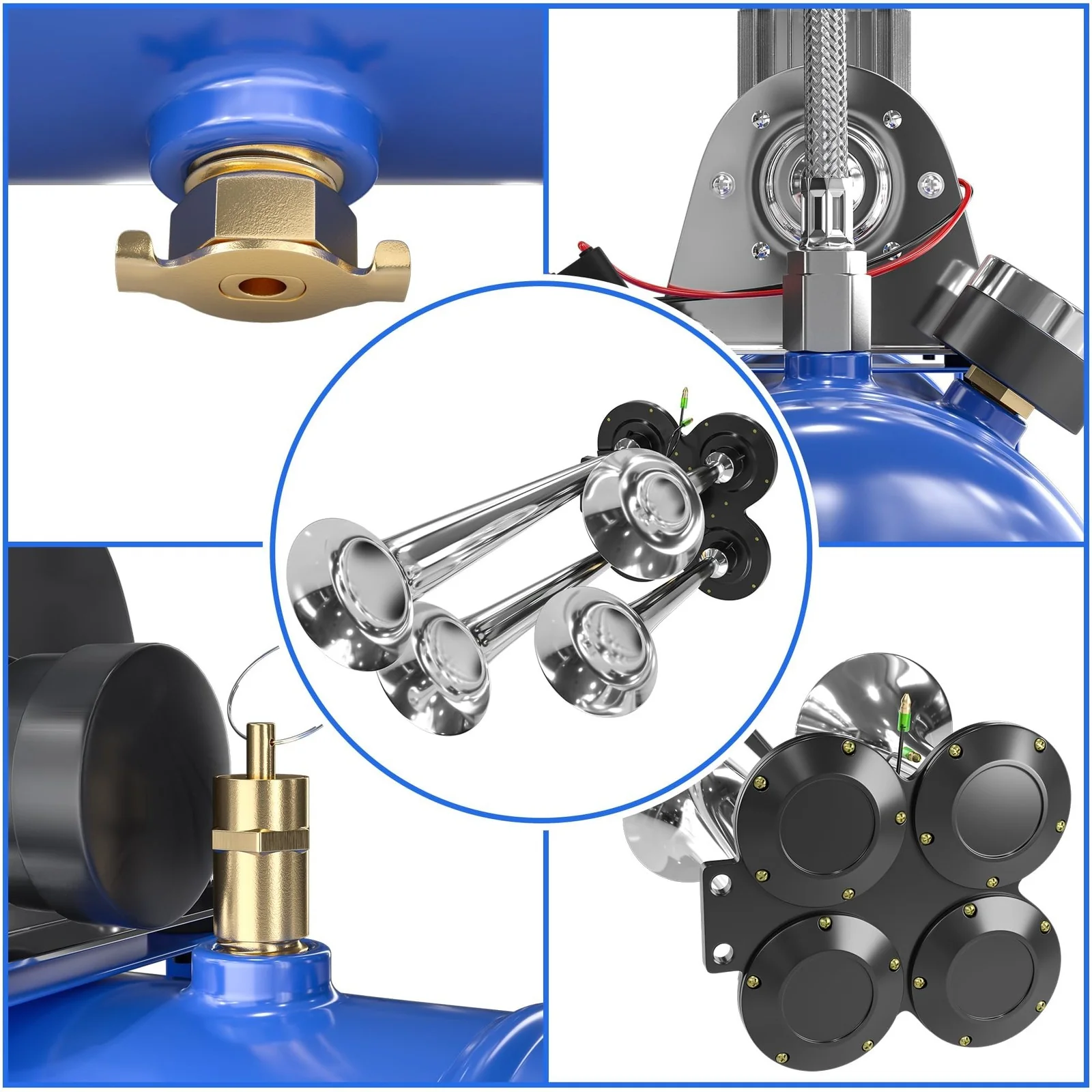 150DB Train Horn Kit with 12V Air Compressor and 1.6 Gallon Tank for Trucks and SUVs - Image 4