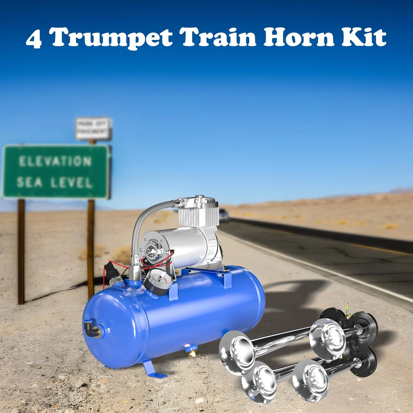 150DB Train Horn Kit with 12V Air Compressor and 1.6 Gallon Tank for Trucks and SUVs - Image 9