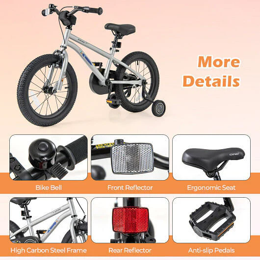 16-Inch Adjustable Kids Bike for Boys and Girls Ages 4-7 with High Carbon Steel Frame - Image 3
