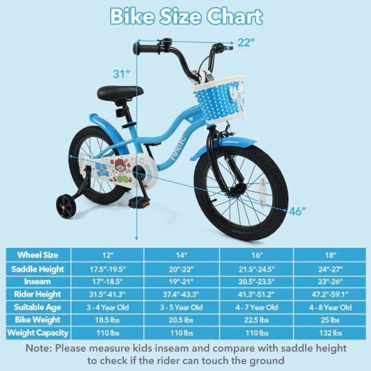 Navy 16-Inch Kids Bike with Training Wheels and Basket - Image 4