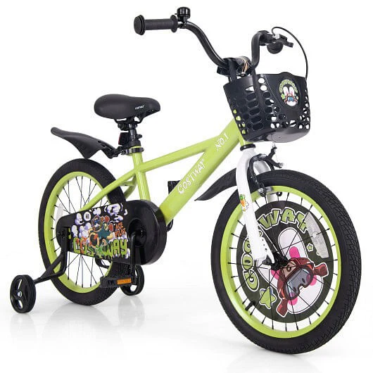 18 Inch Adjustable Kids Bike with Detachable Training Wheels for Ages 4-8 Years - Image 2