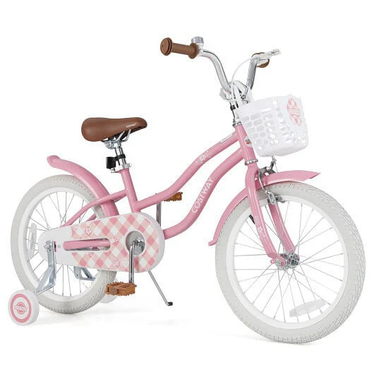 18 Inch Kids Bike with Training Wheels and Basket for Boys and Girls Ages 4-8
