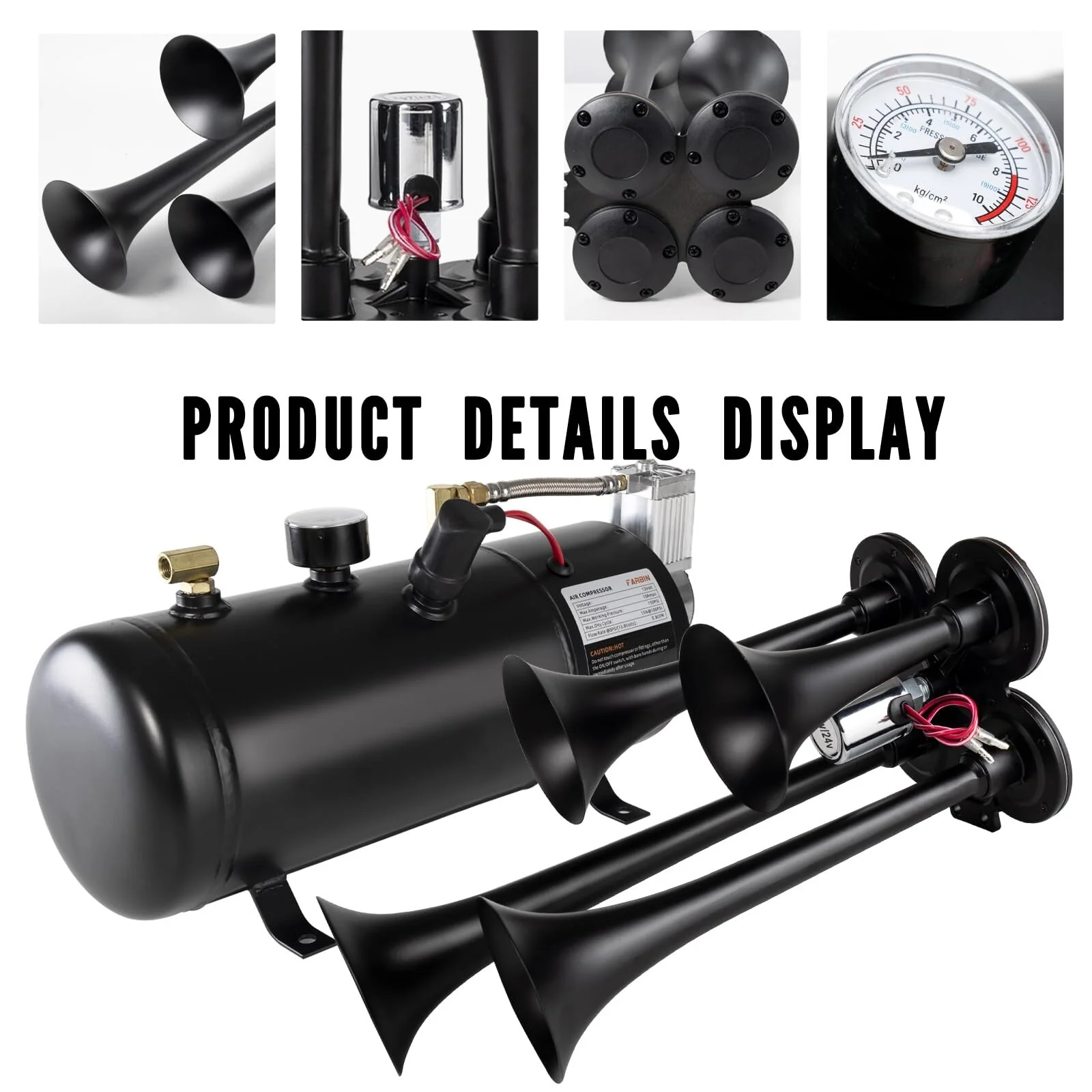 180db Air Horn Kit with 0.8 Gallon Air Compressor Super Loud Train Horn - Image 3