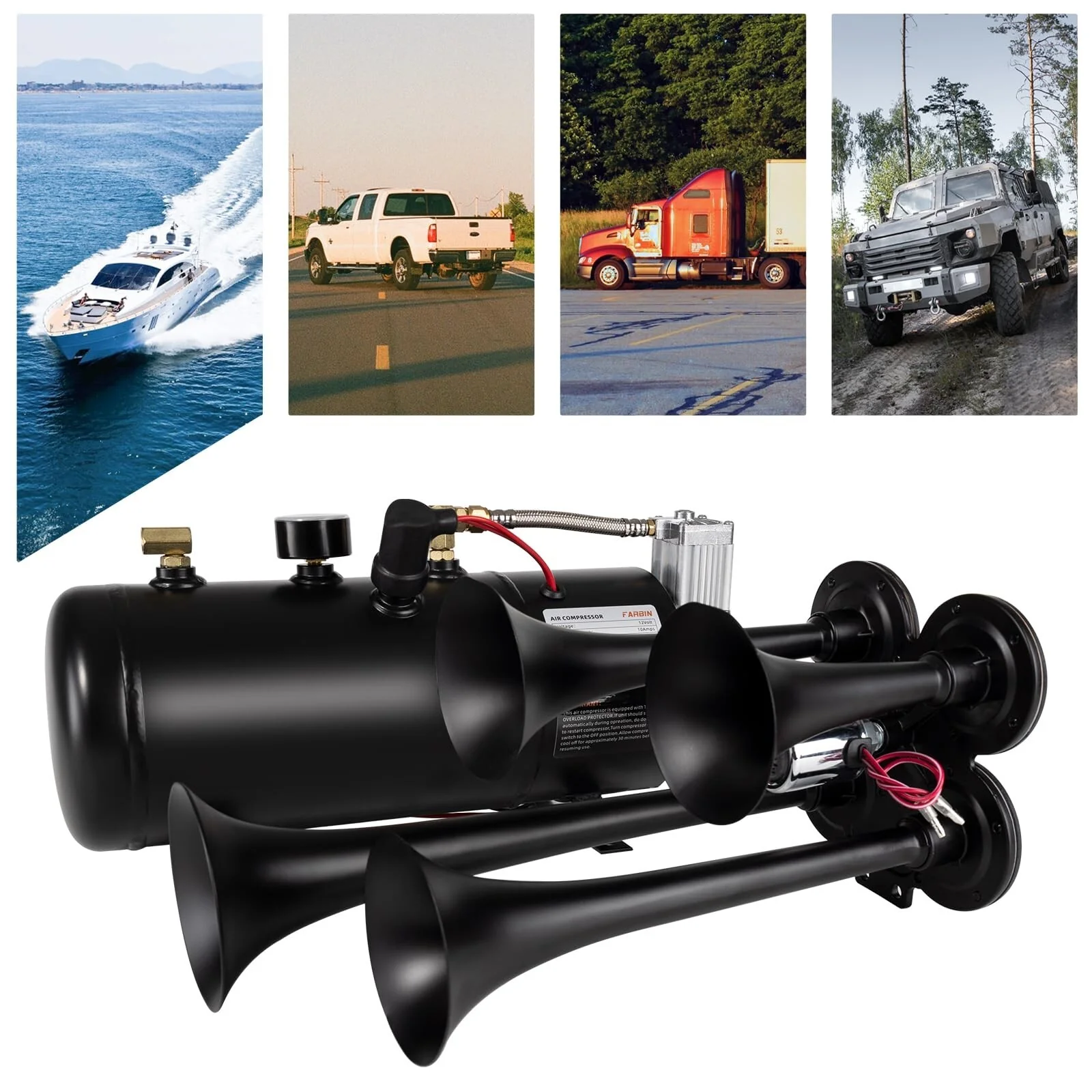 180db Air Horn Kit with 0.8 Gallon Air Compressor Super Loud Train Horn - Image 4