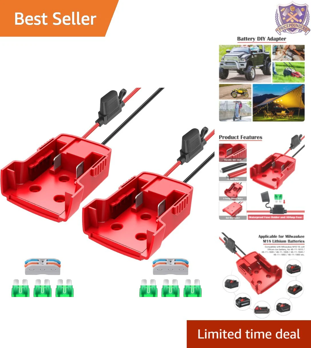 18V M18 Power Wheel Adapter Set with 2 Heavy-Duty Fuses - Image 10