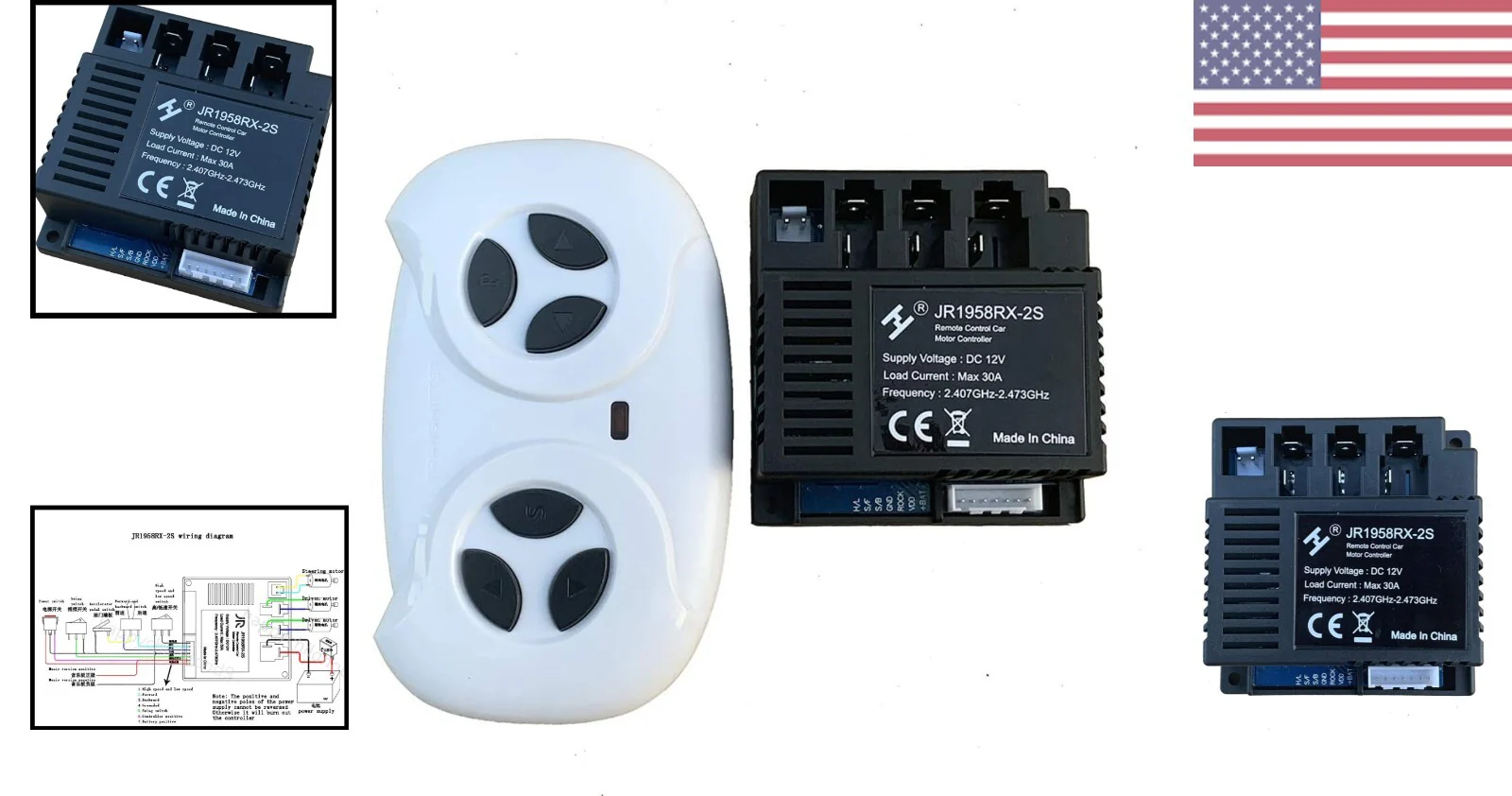 2.4G Bluetooth Remote Control and JR1958RX 2S Receiver Kit for Kids Ride-On Cars - Image 2