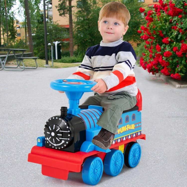 Electric 6V Battery-Powered Kids Ride-On Train Car Toy with Durable Wheels - Image 4