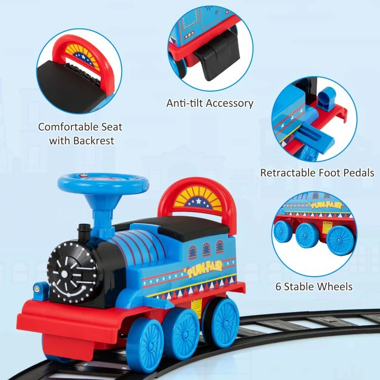 Electric 6V Battery-Powered Kids Ride-On Train Car Toy with Durable Wheels - Image 7