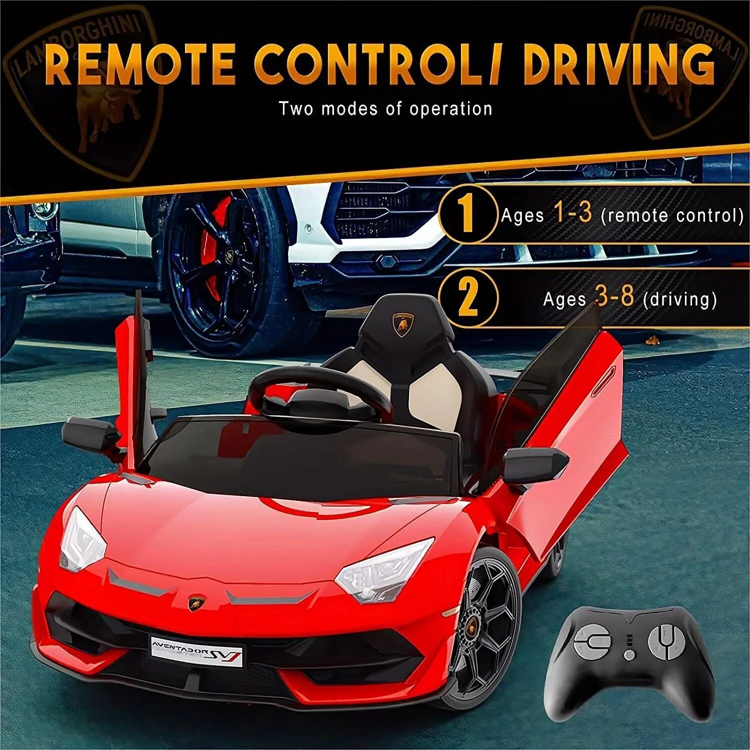 2-in-1 Electric Ride On Sports Car Toy with Remote Control, 12V Battery, 2 Speeds, and LED Lights - Image 10