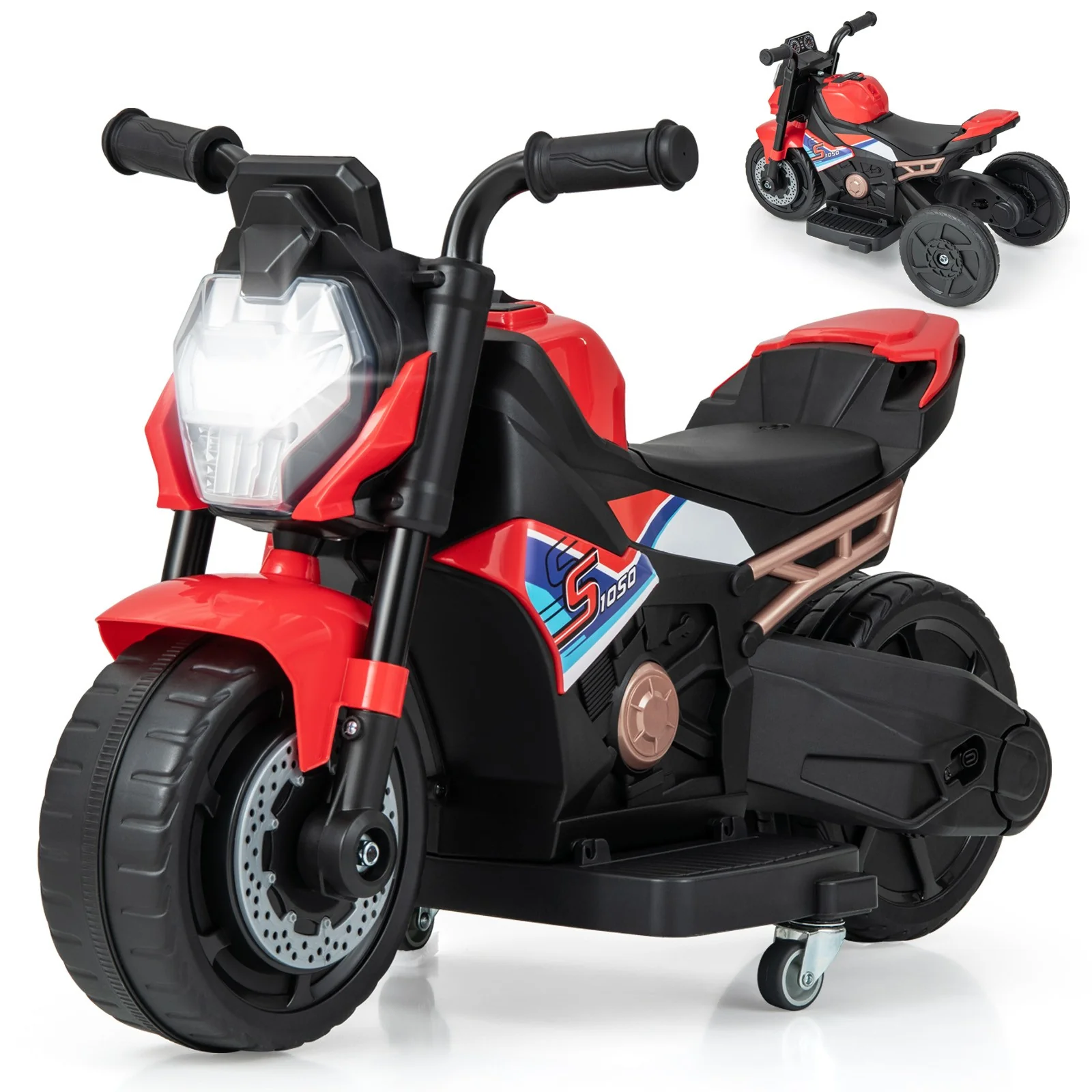 2-in-1 Kids Electric Motorcycle with Detachable Training Wheels, Headlight, and Horn - Image 11