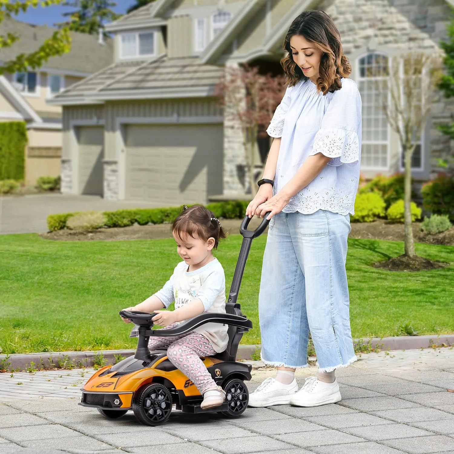 Dual Function Ride-On Car for Toddlers Aged 1-3, Official Lamborghini Stroller Slide - Image 2
