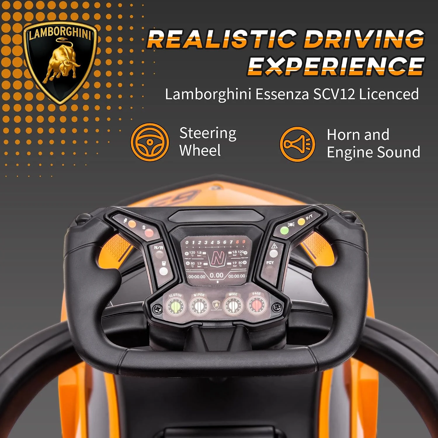 Dual Function Ride-On Car for Toddlers Aged 1-3, Official Lamborghini Stroller Slide - Image 5