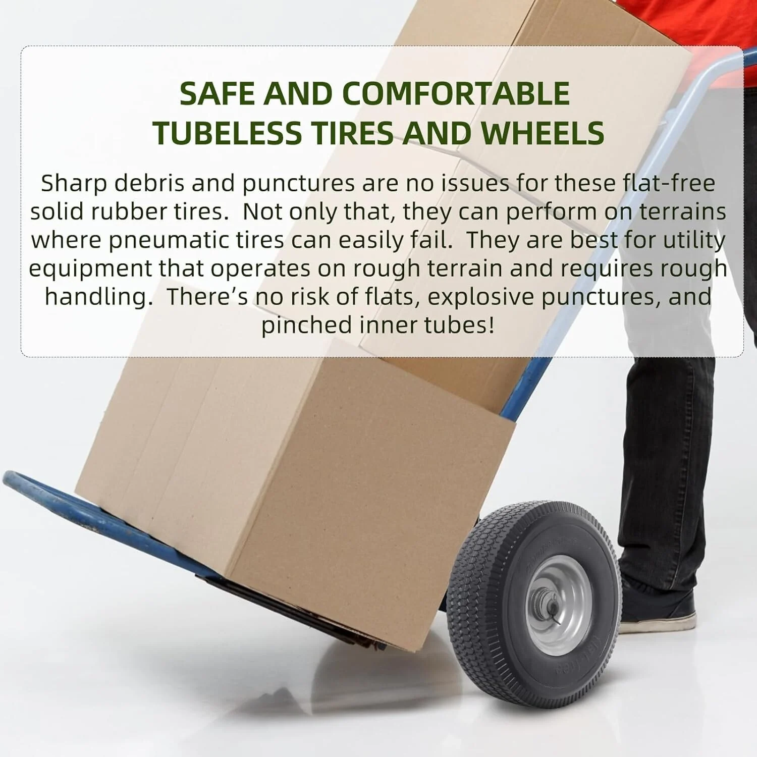 2-Pack 10-Inch Solid Wheels with Extra Bearings for Utility Equipment - Image 5