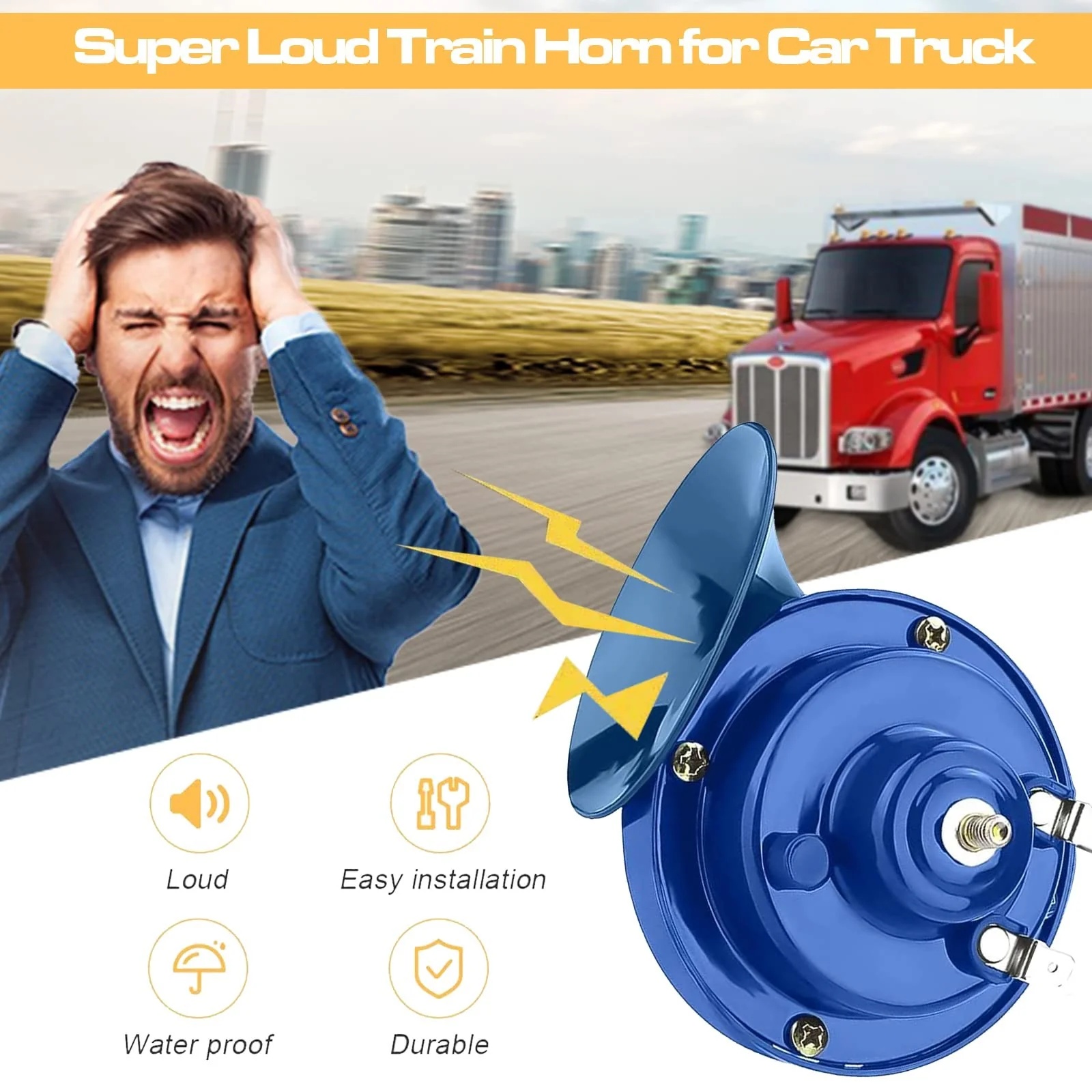 2-Pack 300dB Loud Train Horn with 12V Waterproof Security Alarm Speaker for Car - Image 3