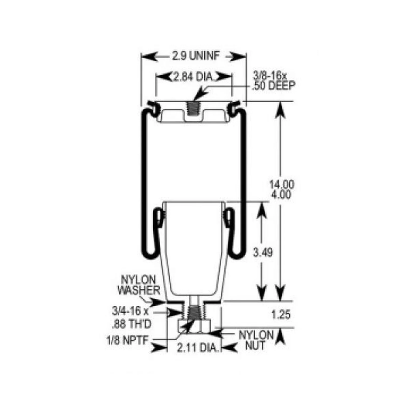 2-Pack Torque Cab Sleeper Air Spring Bags for Select Peterbilt 379 Trucks - Image 3
