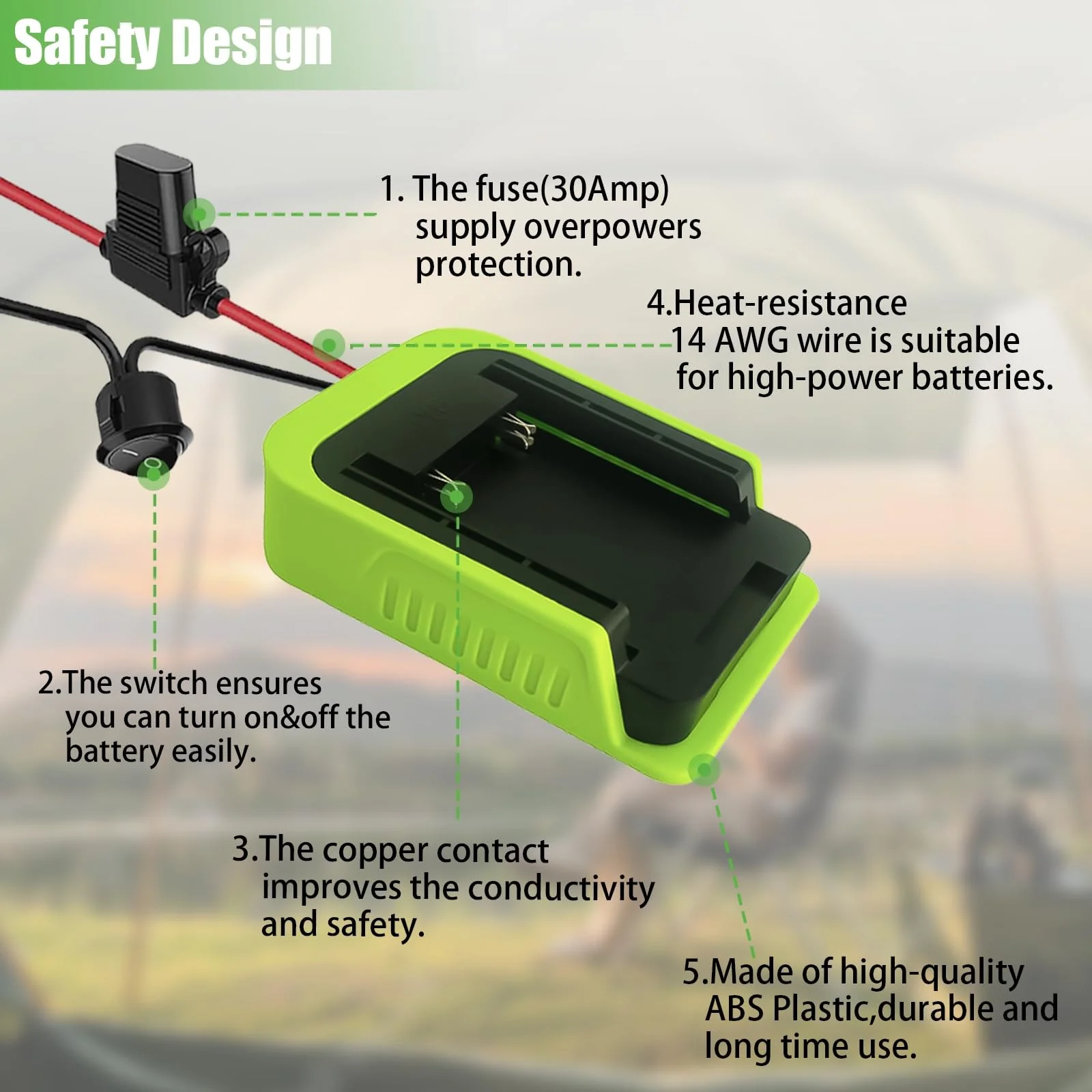 Power Wheels Adapter Set for Ryobi 40V Battery — 14 AWG Power Converter - Image 3