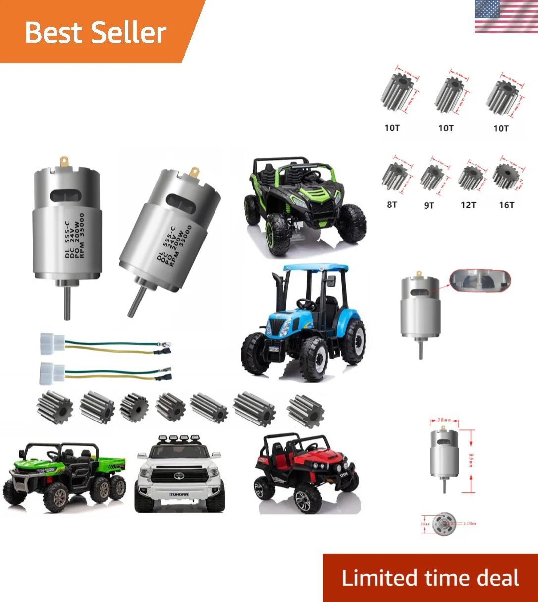 2 Pcs 24V RS555 High-Speed Electric Motors 35000 RPM for Power Wheels Upgrade - Image 9