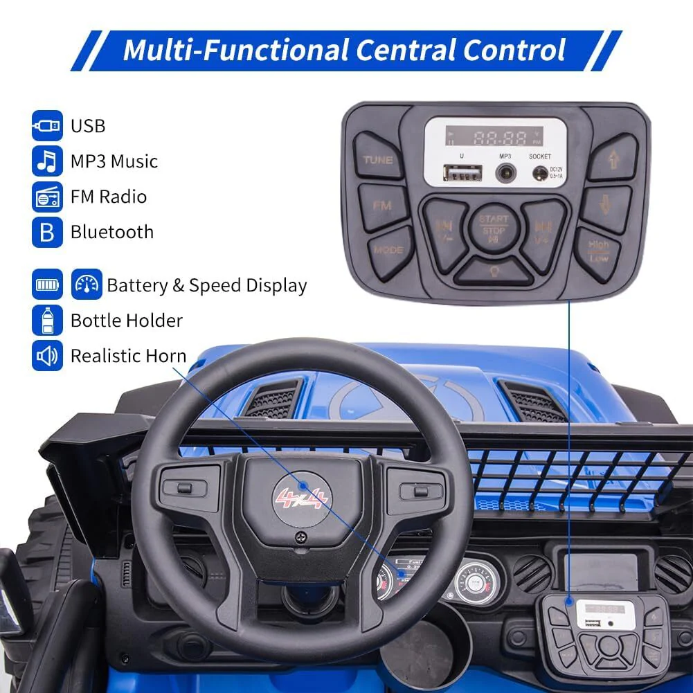 2-Seat 24V Battery-Powered Electric Ride-On Truck Car for Kids with LED Headlights - Image 4