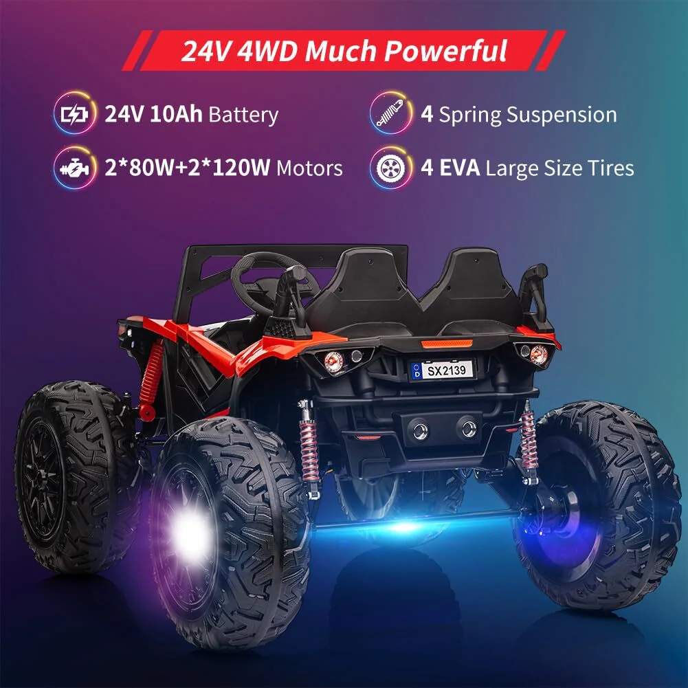 24V 2-Seater 4WD Electric Ride-On Truck for Kids with Remote Control - Image 10