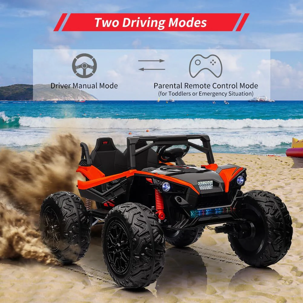 24V Kids Electric Ride-On Truck with Remote Control, Dual Seats, and LED Lights - Image 3